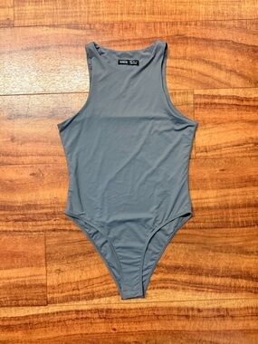 SHEIN Slate Grey Sleeveless High-Neck Bodysuit